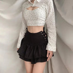 Streetwear Mall Goth Skirt Women Harajuku Y2k E-girl High Waist Bandage Mini Skirt Dark Gothic Punk Emo Alt Club Wear