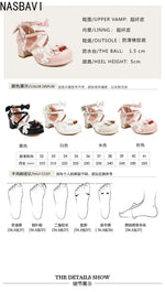 Women Lace Single Leather Lolita Shoes 2026 Cute Japanese Sweet Bow Thick Square Heel Shoes Girls' Party Dress Sandals Shoes 43