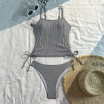2025 New Split Swimsuit Women's Drawstring Backless Fashion Sexy Stripes Gather Slim and Thin Swimsuit Купальник Женский
