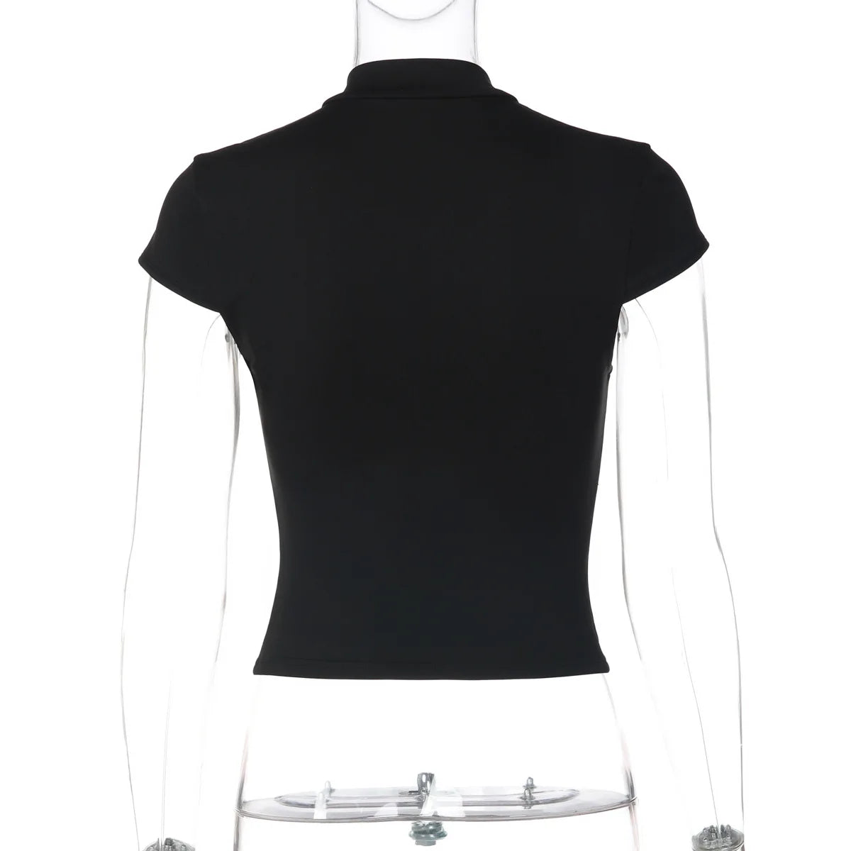 FDYOUI Y2K Streetwear Covered Buttons Black T-shirts for Women Sexy Fashion Short Sleeve Corset Ladies Slim Crop Tops Tee Shirt