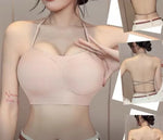 MOYISU Anti Slip Halter Bra for Small Chest, Push Up Enhancer Pads Rounded Shape, Invisible Seamless Cover No Show Lift Bralette