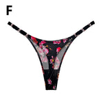Sexy Thong for Women Underwear Briefs Seamless Panties Flower Low Rise Luxury Metal Buckle G String Bikini Girls T Pants Panty