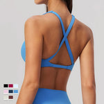 NCLAGEN Sport Bras Women High Support Fitness Underwear Back Cross Gym Clothes Training Solid Yoga Top Pilates Workout Tank