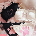 Japanese Anime Cat Cosplay Uniform Bra Panties Set Women Intimates Kawaii Lolita Hollow Out Sexy Lingerie Underwear Set