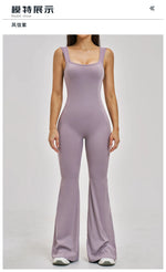 Slimming Yoga Jumpsuits Women Hollow Out Ruffles Backless Sportswear Fitness Back Hip-Lifting Leggings One-Piece Gym Bodysuits