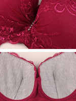 Plus Size Female Lace Bra Thin Bralette 80-105 C/D Cup Push Up Brassiere Widening Side 4-Row Button Bras Absorbs Sweat Underwear