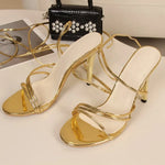 New Summer Elegant Strap Solid Color Square Toe High Heels Open Toe Fashion Sexy Banquet Women's Shoespumps women shoes