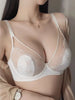 MOYISU French Pure Desire Sexy Rabbit Ears Cup Ultra-thin Underwear Women's Big Breasts Show Small Anti-sag Bra Cover Summer