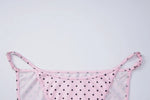 FDYOUI Women's Polka Dot Print Pink Swimsuit Lace-up Bras Panties Split Skirts 3 Pieces Bikinis Sets Bathing Suit Beach Swimwear