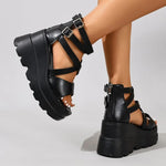 Super High Heel Women SandalsInner Height Increase Wedge Sandals for Women Peep-toe Platform High Heeled Sandals Sandalias
