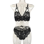 Sexy Elegant Lace Seamless Lingerie Set Women's Hollow Erotic Lingerie Transparent Wirefree Bra Sets Panties