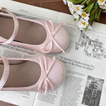 2025 spring cute sweet Bowknot Mary Janes for Womenvintage Silk Med Heelspumps LadiesBanquet Wedding Single Shoes Mujer