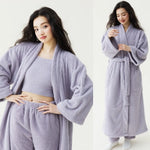 Fall Winter Unisex Couple Maxi Long Bathrobe Thick Soft Coral Velvet Beauty Flannel Warm Morning Robe for Men Women Loungewear