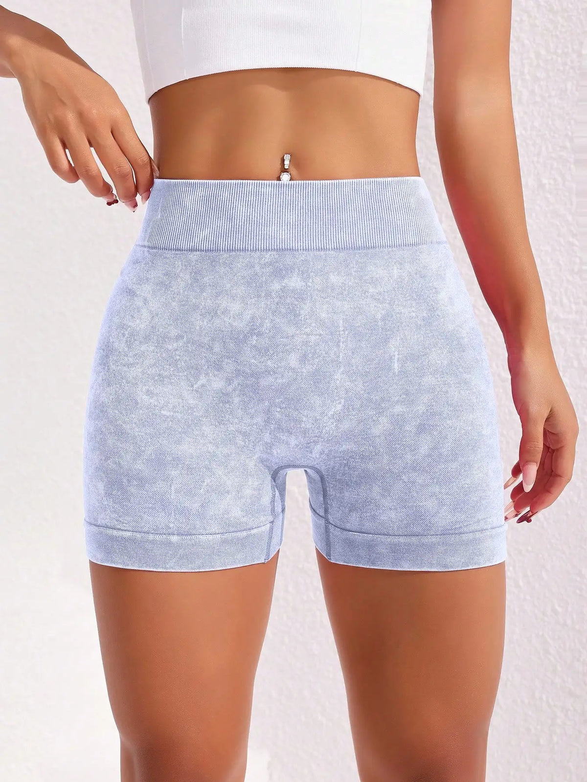 Women's Washed Yoga Shorts Fitness Quick Drying High Waist Workout Biker Shorts Hip Lift V Waist Sports Shorts