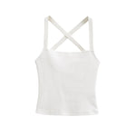 Solid Color Sexy Back-Cross-Strap Tank Top For Women New Summer Slim-Fit Short Outerwear Base Top Pure Desire Casual Style 56ZA
