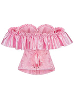 Chest corset with satin ruffled sleeves and waist-tightening palace corset at the back of the shoulder.