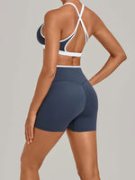 Summer Yoga Set 2Pcs Women's Tracksuit Back Cross Sports Bra Sportswear High Waist Butt-Lifting Fitness Pants Workout Top Suit