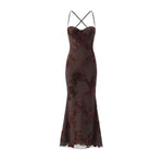 Sexy Backless Cross-cutout Strap Dress For Women Heavy-duty Fishbone Steel Support Slim-fit Jacquard Gown Fishtail Long CAUP