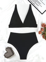 2026 Triangle High Waist Bikini Solid Strappy Swimwear Female Sexy Swimsuit Women Bathers Bathing Swimming Swim Suit Beachwear