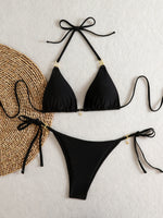 Halter Triangle String Bikinis 2026 Women Sexy Swimsuit Solid Stars Swimwear Female Bathers Bathing Swimming Swim Suit