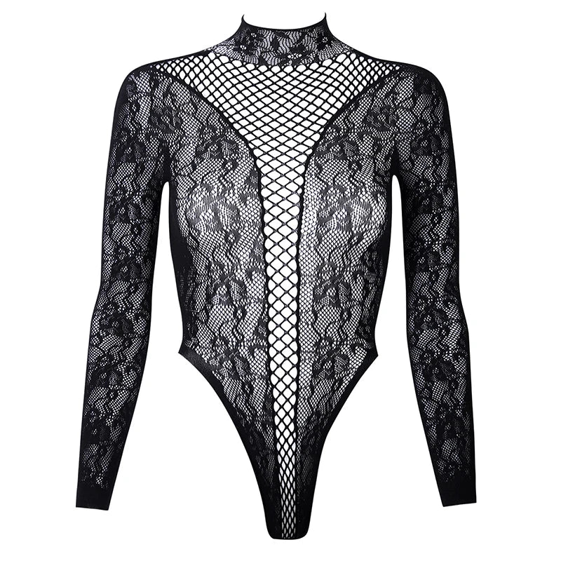 New American Style Fashion Men Vests Tops Crew Neck Sexy HollowMesh Bodysuit CasualLong Sleeve Tank Clubwear Party Costume