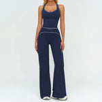 2PCS Yoga Set Gym Clothes Outdoor Sports Outfits Women Tracksuit Gym Fitness Suits Workout Long Sleeved Flared Pants Sportswear