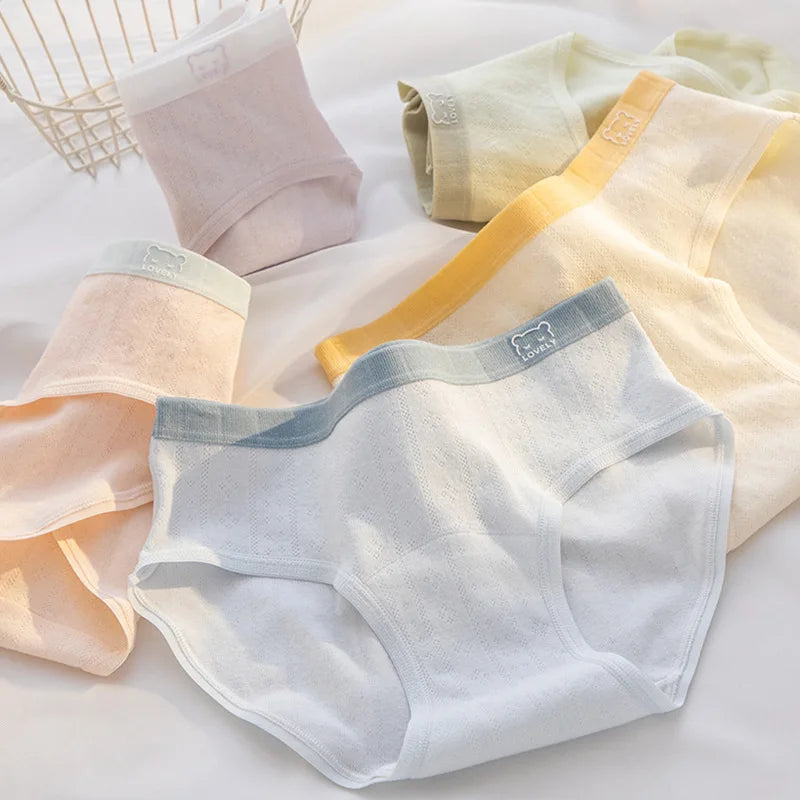 1 Pcs Hollow Out Cotton Women's Underwear Low Waist Breathable Semaless Panties Student Daily Comfort Briefs Lingerie M-XL