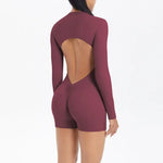 Women's Yoga Jumpsuits Sports Fitness Backless Half Zipper Peach Hip-Lifting Naked Feel Gym Running Workout One-Piece Bodysuits