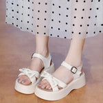 WomensHigh Heels Summer New Ankle Strap Pu Leather Sandals Fashion Women Solid Buckle