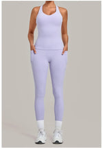 Women's Seamless Yoga Sets Sports Fitness Hip-lifting High Waist Pant Sleeveless Backless Suits Workout Running Leggings Sets