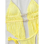 Wrinkled Tankini Halter Bikini Women Swimwear Female Swimsuit Two-Pieces Bikini Set High Cut Leg Bather Bathing Suit Swim V7154