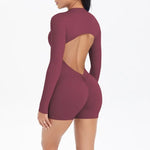 Women's Yoga Jumpsuits Sports Fitness Backless Half Zipper Peach Hip-Lifting Naked Feel Gym Running Workout One-Piece Bodysuits