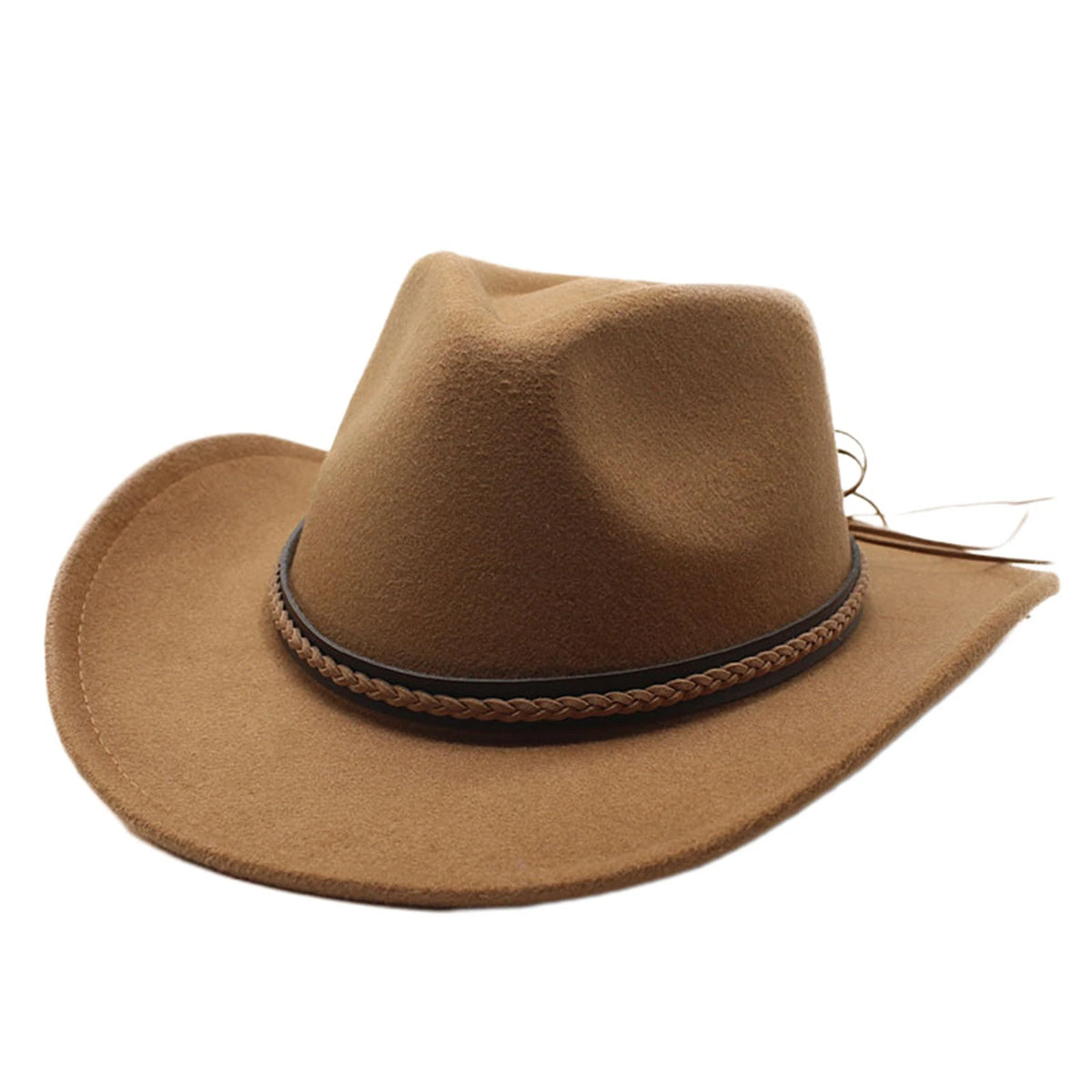 Women Men Retro Felt Jazz Hats Classic Cowboy Hats Wide Brim Cowgirl Sun Hats with Decorative Band