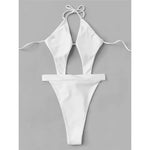 Sexy Cut Out Halter Trikini High Leg Cut One Piece Swimsuit Women Swimwear Female Monokini Padded Bather Bathing Suit Swim V7968