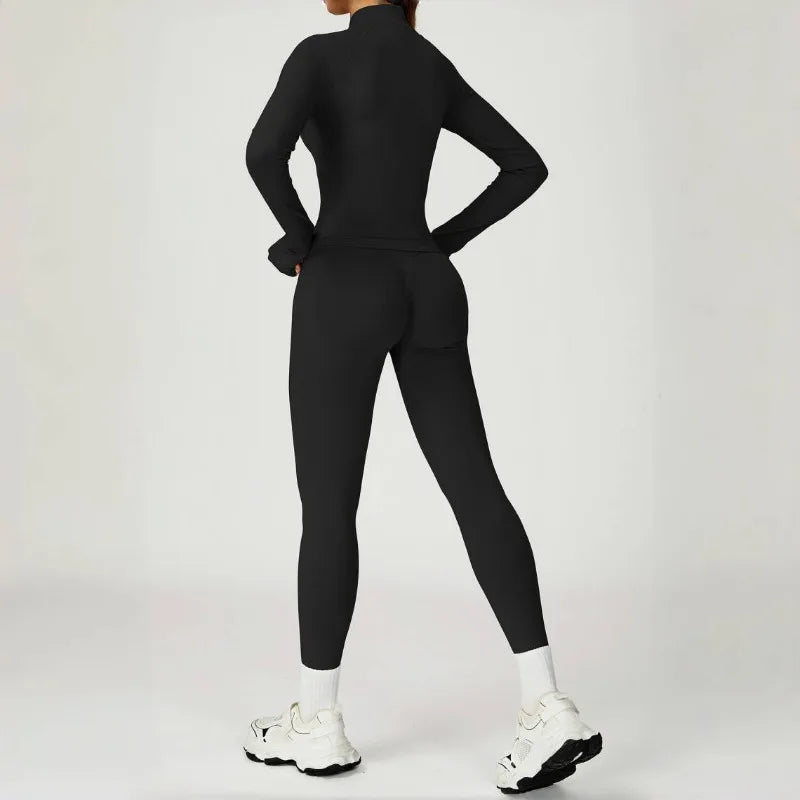Women's Seamless Yoga Set Quick Drying Slim Fit High-end Feeling Exposed Feeling Set Outdoor Sports and Running Fitness Set