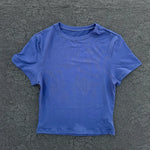 Solid color fitness women's soft breathable yoga short-sleeved comprehensive training tight T-shirt with exposed belly button