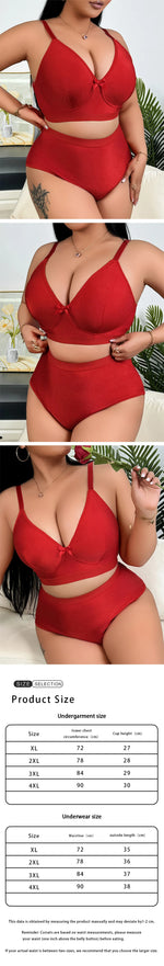 Plus Size French Lingerie Set, Breathable Seamless Wireless Full Bust Support Bra
