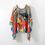 Simulated Silk Pullover Shawl Sweater Summer Beach Sun Protection Cape Women's Beach Towel Versatile Gauze Scarf Multifunctional