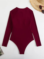 Sexy High Cut Printed Long Sleeve Zipper Surf Rash Guard One Piece Swimsuit Women Swimwear Female Bather Bathing Suit Swim V6285