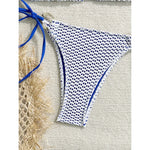 Wrinkled Halter Two-Pieces Bikini Set Bikini Female Swimsuit Women Swimwear Strappy High Cut Leg Bathing Suit Bather Swim V7043