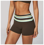 Summer Striped Polka Dot Contrast High Waist Yoga Shorts Hip Lifting Sports Tights Outdoor Workout Fitness Gym Running Pants