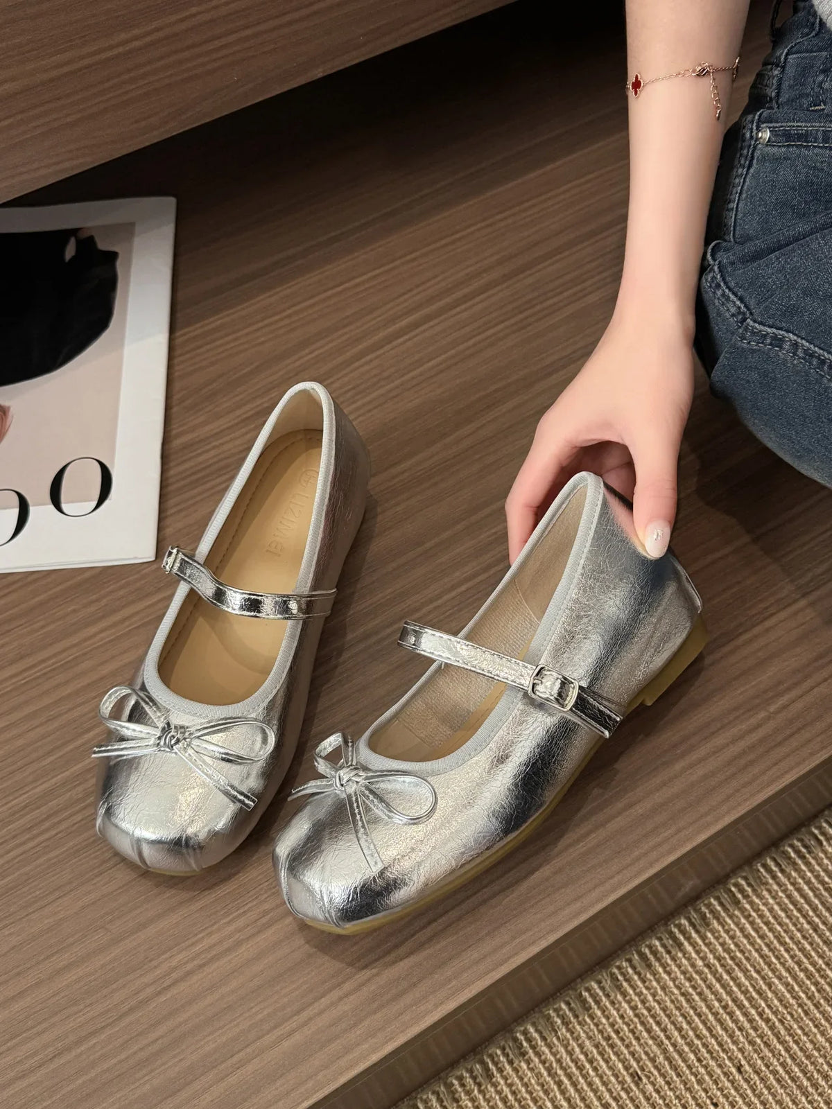 Butterfly-knot Women Ballet Mary Jane Shoes Fashion Mix Colors Internal Elevation Shoes Ladies Spring Autumn Concise Footwear