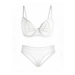 Sexy Ultra-Thin Fully Transparent Alluring Lingerie with Underwire, No Padding, Beautiful Back Bra, Hot Girl Push-Up Bra Set