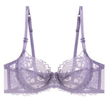 Ultra Thin Lingerie Set, French Lace Underwire Bra for Large Boobs Push Up & Gather, Sexy Pure Design, Breathable Comfort MOYISU