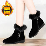 Plush Womens Boots Comfortable Hick-soled Fur Shoes Fashion Ladies Shoes Zipper Women Vulcanized Shoes Anti-slip Chaussure Femme