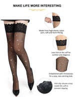 5XL White Stockings for Women Sexy Lace Shiny Rhinestone Small Fishnet Double Anti-Slip Silicone Tights Hot Thigh High Stockings