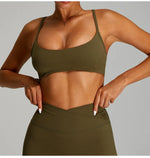 Women Cross Straps Sports Bra Gym Yoga Crop Workout Top Vest High Support Fitness Bralette Push Up Underwear Soft Breathable