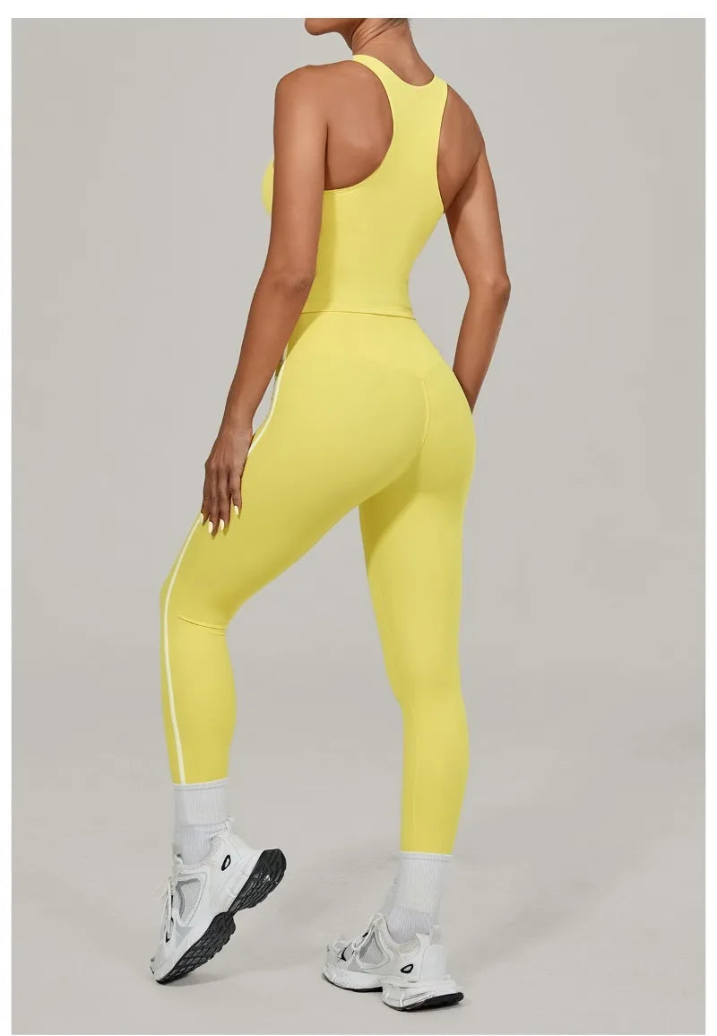 Women's Seamless Yoga Sets Sports Fitness Beauty Back Vest Hip-lifting Pants Slim-fit Suits Running Workout Gym Training Sets