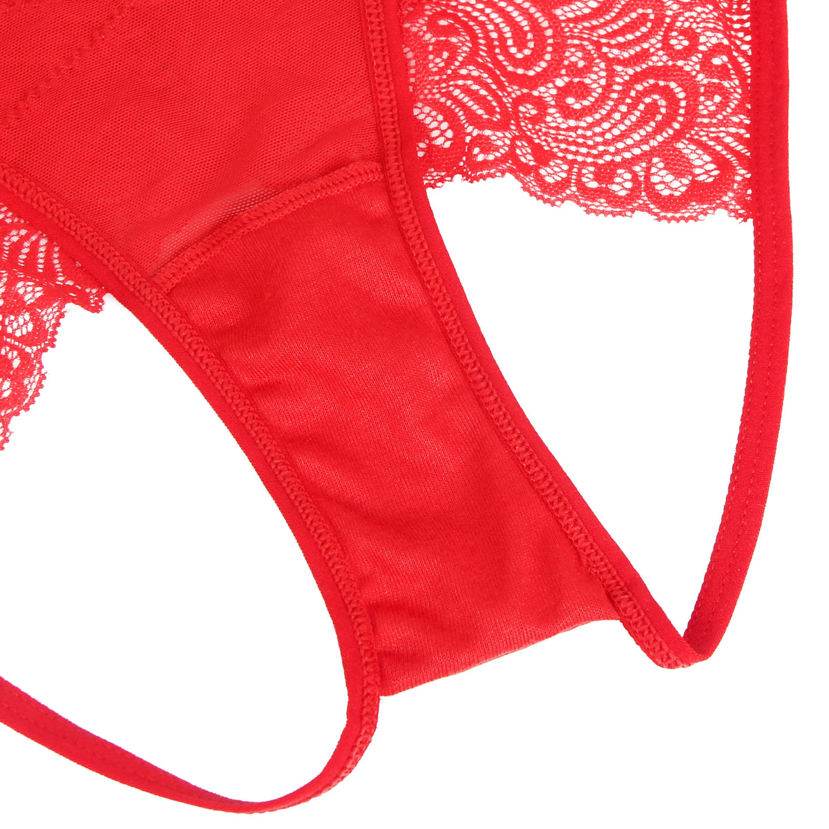 Black Red Crotchless Panties for Women Sexy Hollow Out Lace Lingerie Open Crotch Thong Underwear