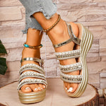 Golden Platform Gladiator Sandals for Women Summer Plus Size Height Increasing Sandals Woman Ankle Buckle Thick Sole Sandles 43